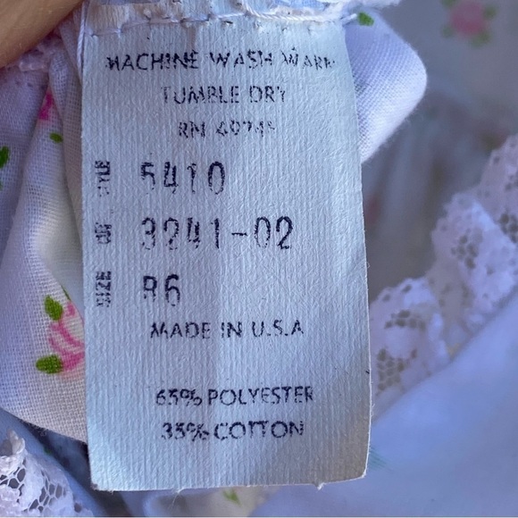 Vintage White with Pink flowers Twirl Dress Size 6 - Picture 6 of 6